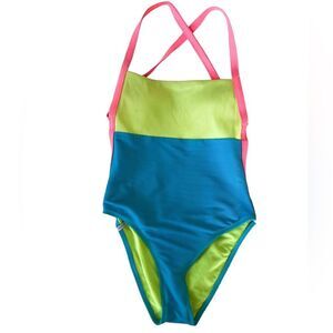 Body Glove Tati West Retro Colorblock Crisscross High Cut One Piece Swimsuit M